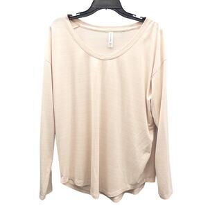 Athleta Cloudlight Stratus Peach Stripe Scoop Neck Long Sleeve Athletic Top L